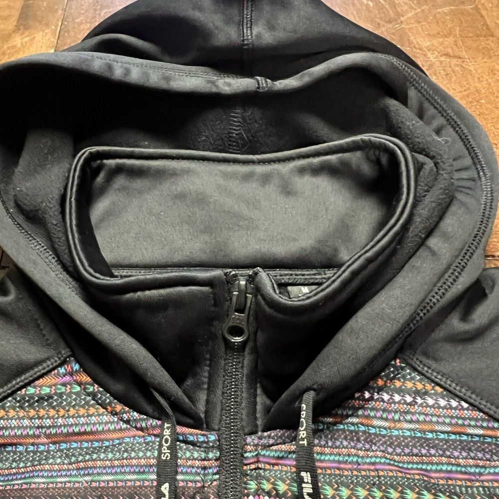 Fila Sport Black & Multicolored Aztec Jacket / Hoodie Size Medium Women - Picture 4 of 10